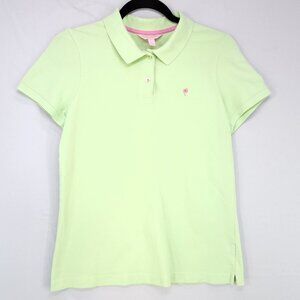 Lilly Pulitzer Island Polo Top Large Short Sleeve Pima Cotton Embroidered Logo